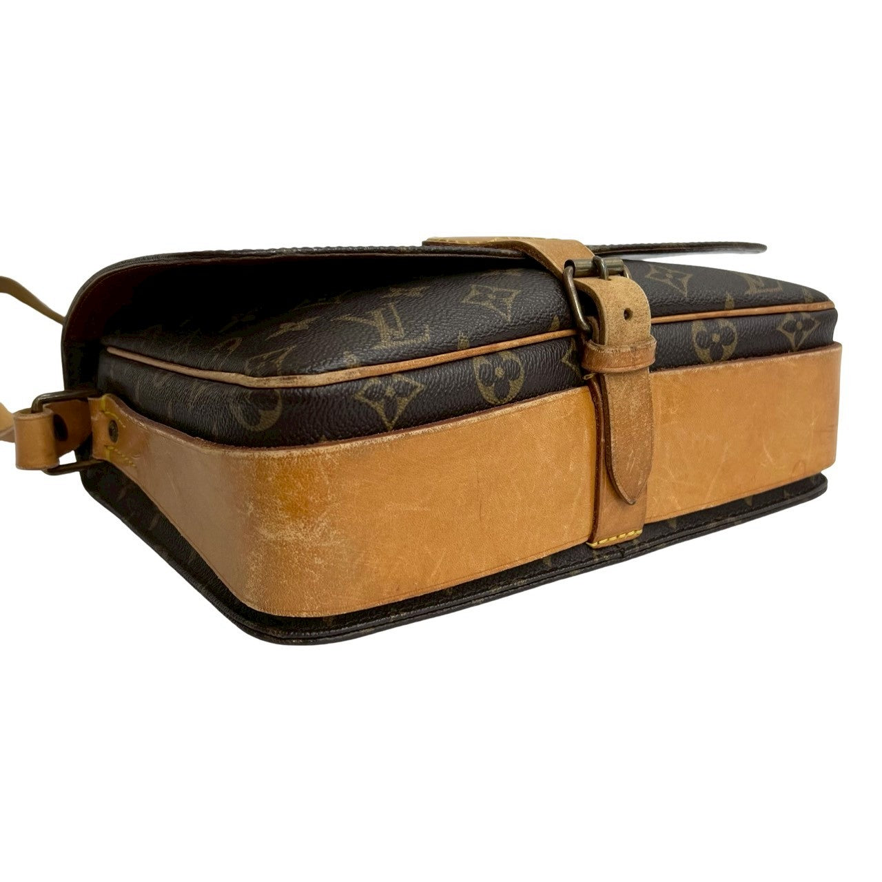 LOUIS VUITTON Shoulder Bag leather Brown Monogram Cartouchiere GM