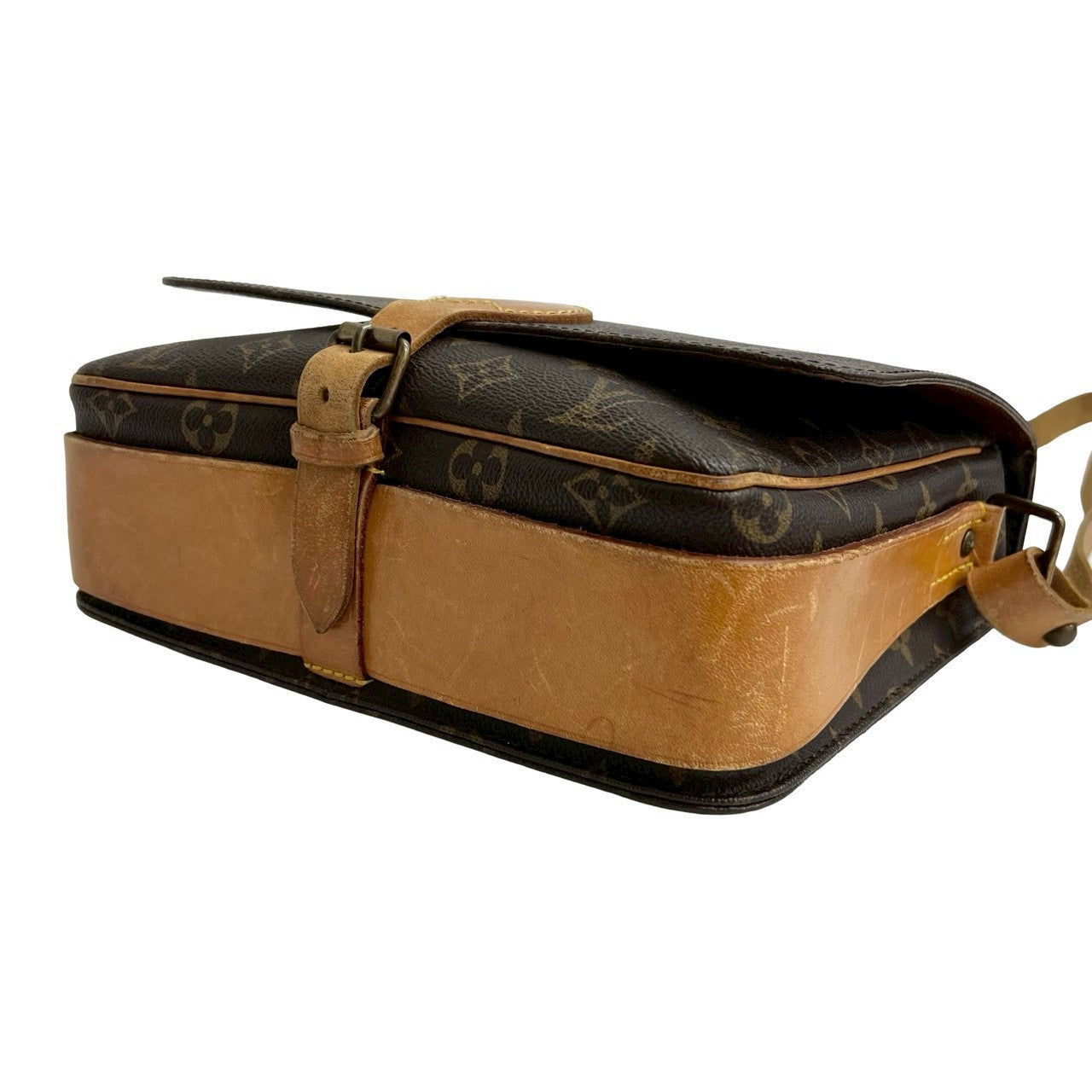 LOUIS VUITTON Shoulder Bag leather Brown Monogram Cartouchiere GM