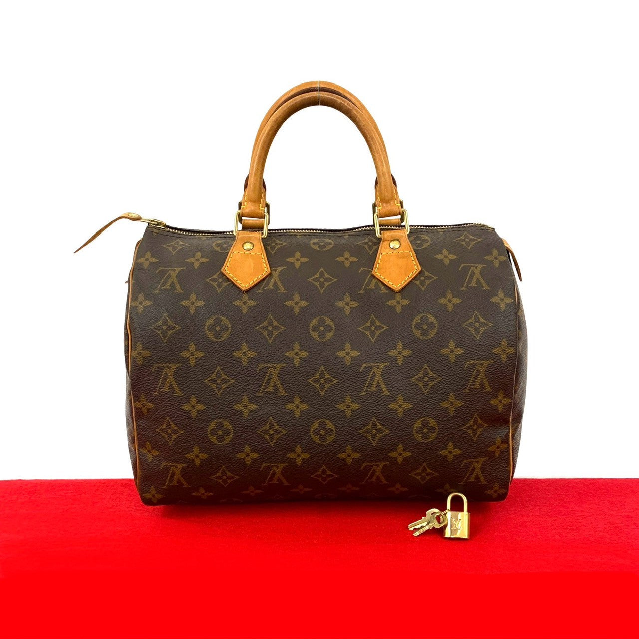 LOUIS VUITTON Handbag leather Brown Monogram Speedy 30