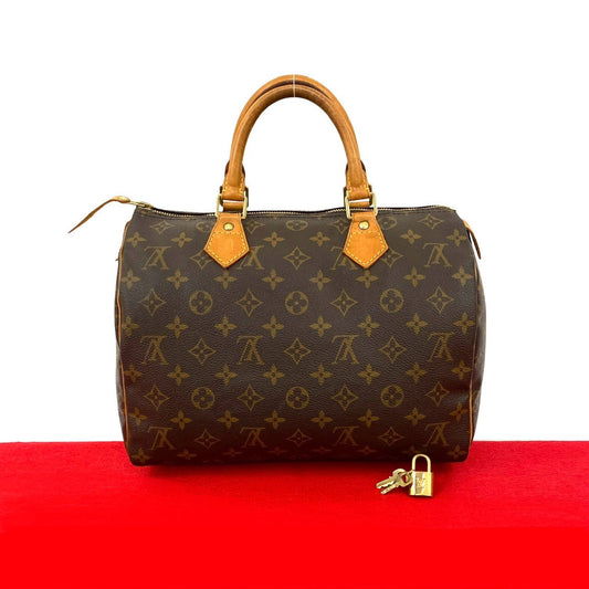 LOUIS VUITTON Handbag leather Brown Monogram Speedy 30