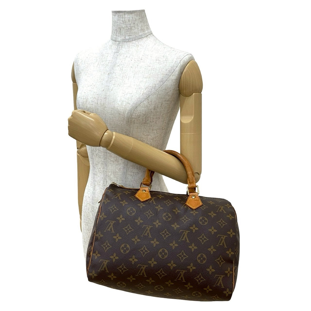 LOUIS VUITTON Handbag leather Brown Monogram Speedy 30
