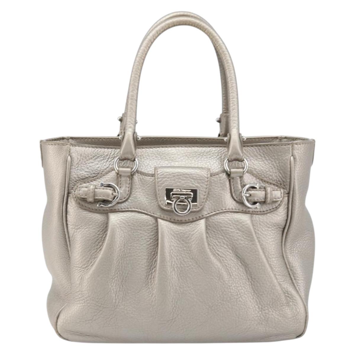 Salvatore Ferragamo Hand Bag Leather Silver