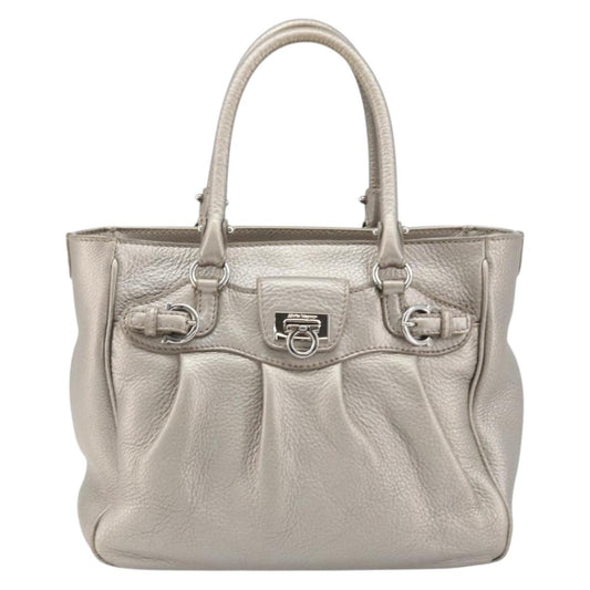 Salvatore Ferragamo Hand Bag Leather Silver