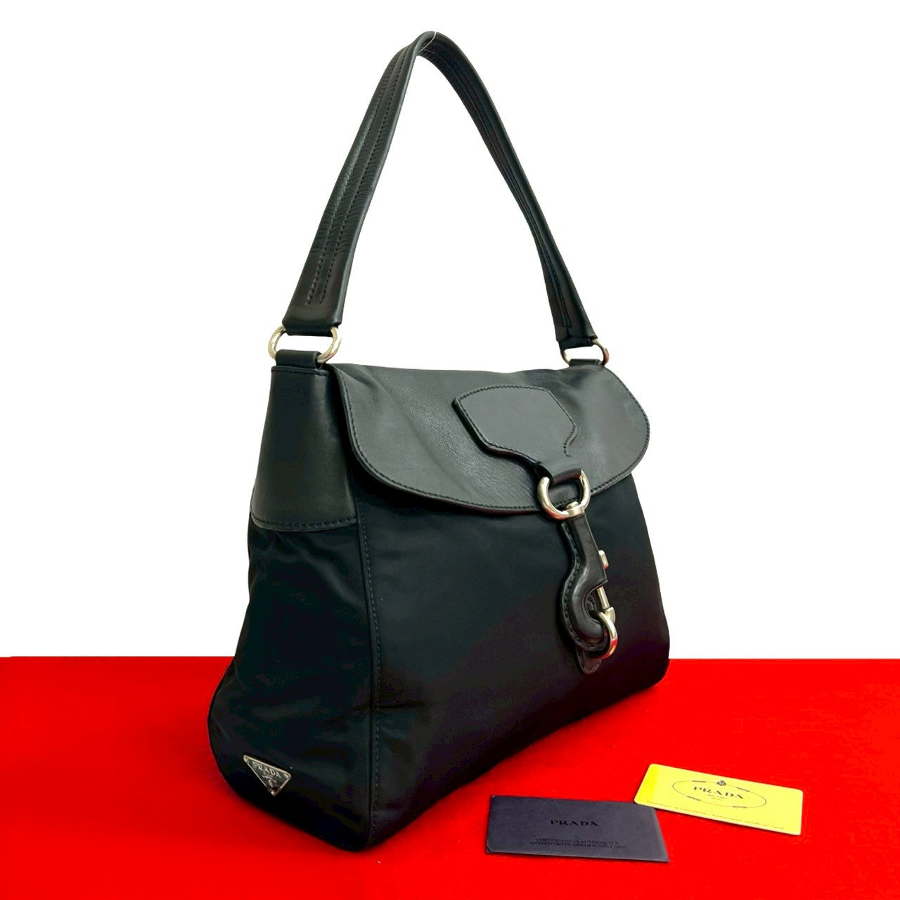 PRADA Shoulder Bag leather black