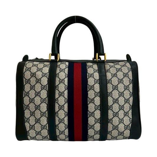 GUCCI Handbag leather Navy Sherry line