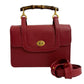 GUCCI Handbag leather Red Bamboo