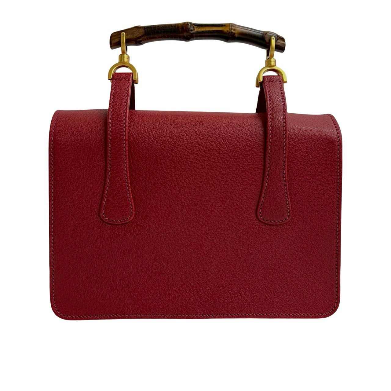 GUCCI Handbag leather Red Bamboo