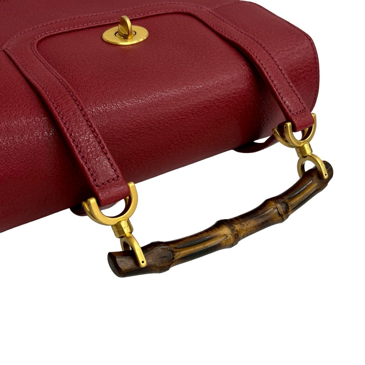 GUCCI Handbag leather Red Bamboo