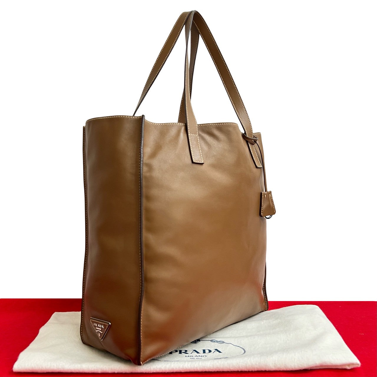 PRADA Tote Bag leather Brown