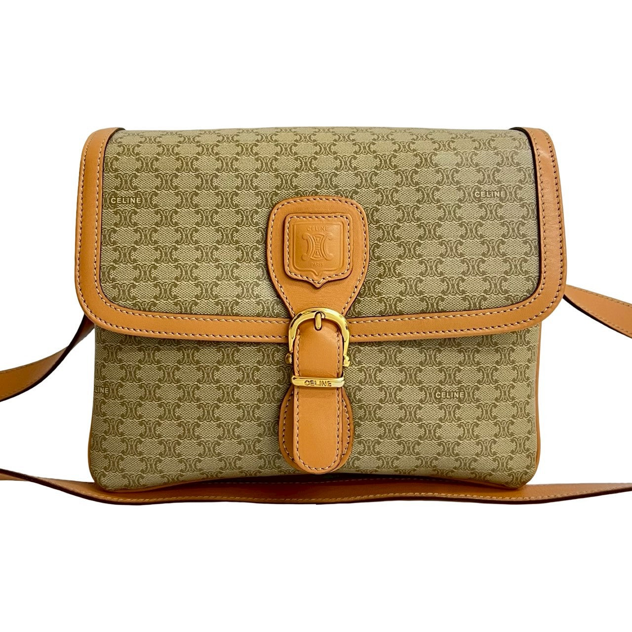 CELINE Shoulder Bag leather beige