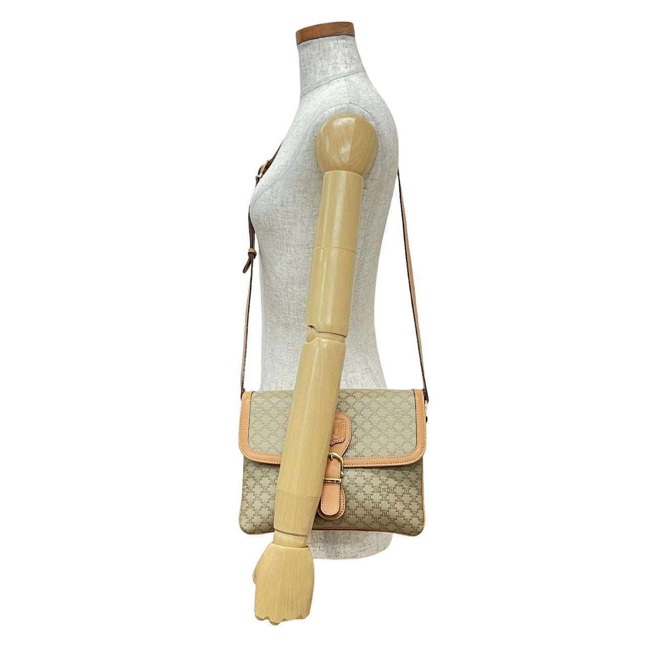 CELINE Shoulder Bag leather beige
