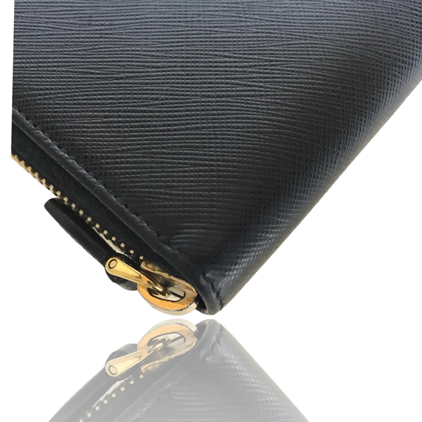 PRADA SAFFIANO ROUND ZIP LONG WALLET GOLD