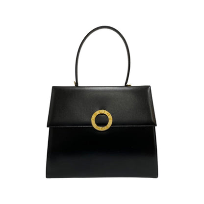CELINE Handbag Calfskin, Leather black Circle logo Women Used Authentic