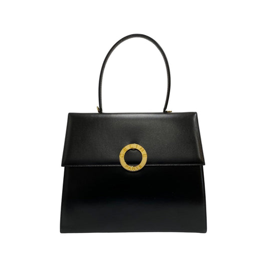 CELINE Handbag Calfskin, Leather black Circle logo Women Used Authentic