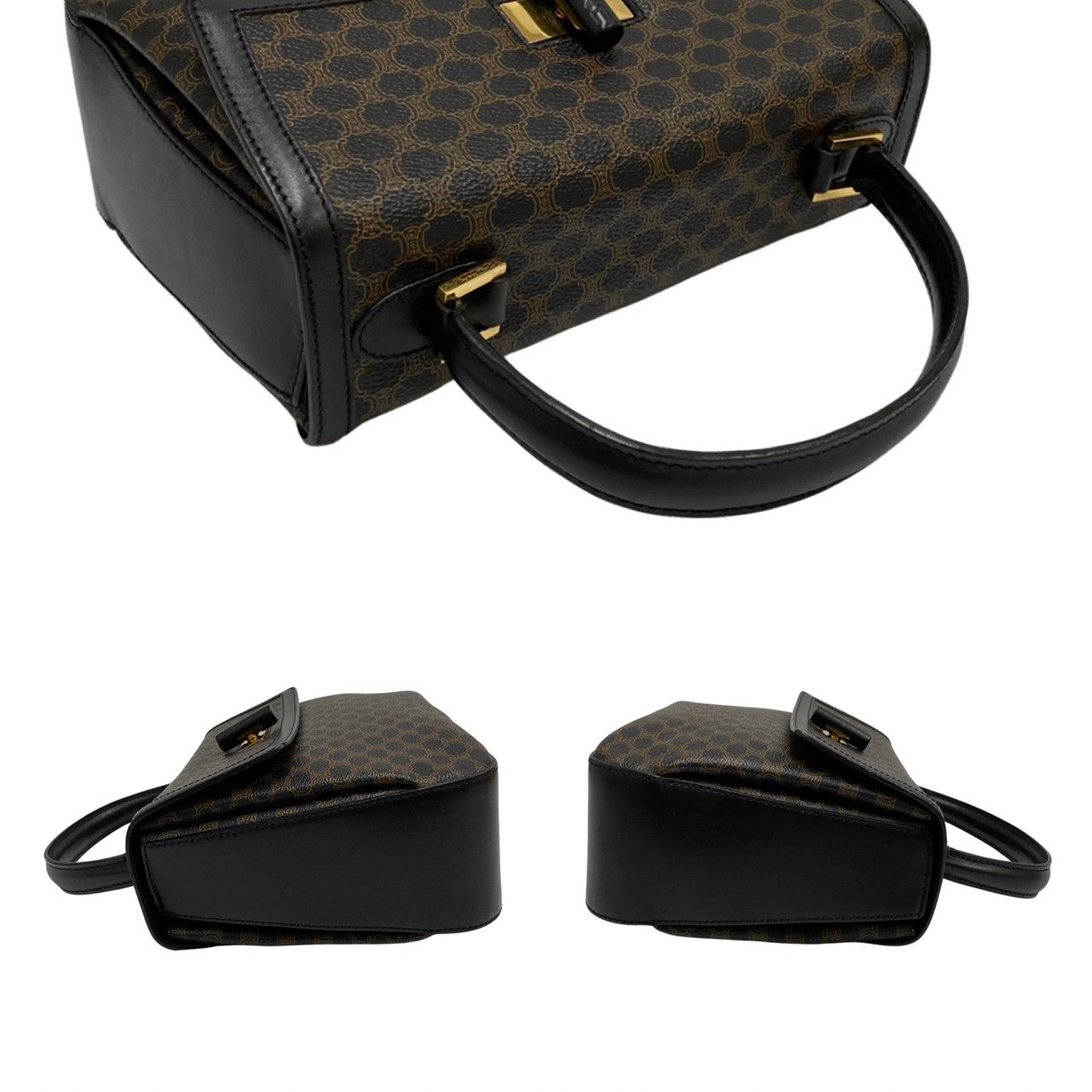 CELINE Handbag Leather, PVC black Macadam Women Used Authentic