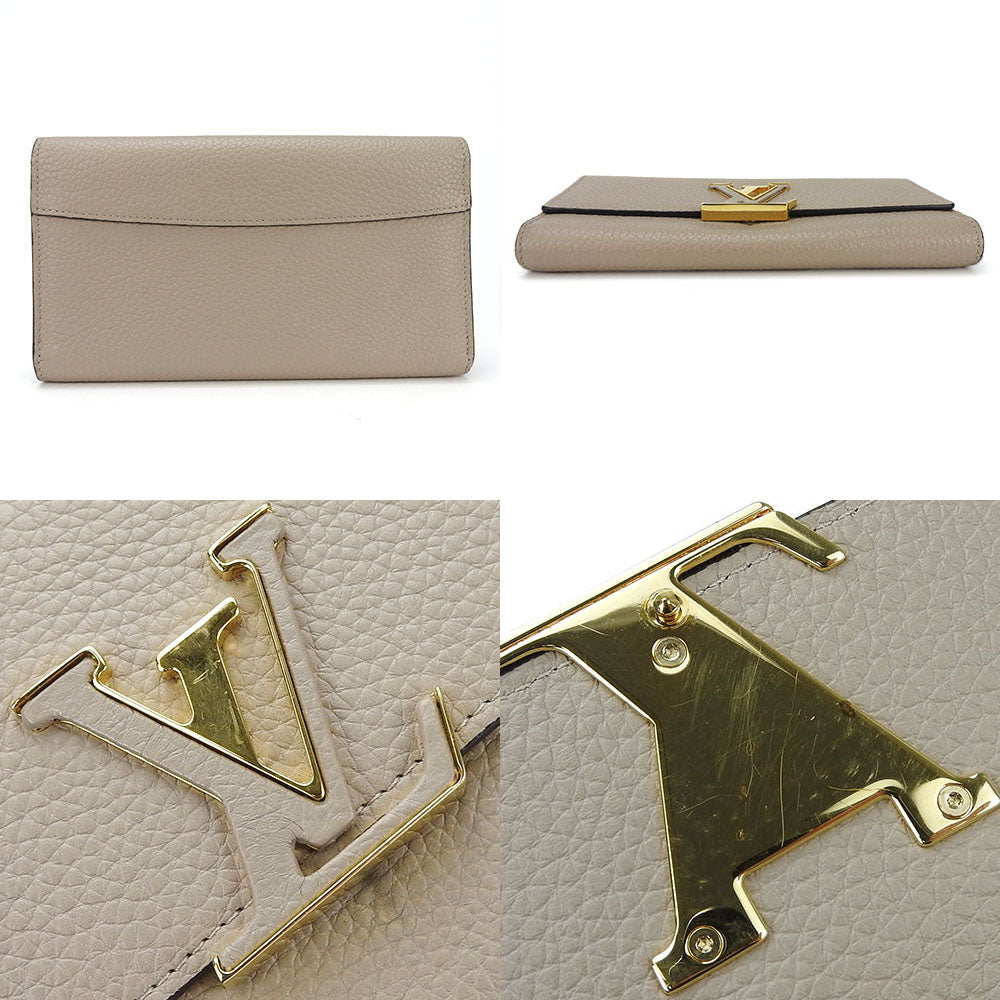 LOUIS VUITTON Long Wallet Purse M61249 leather beige Portefeuille Capsine Women Used Authentic