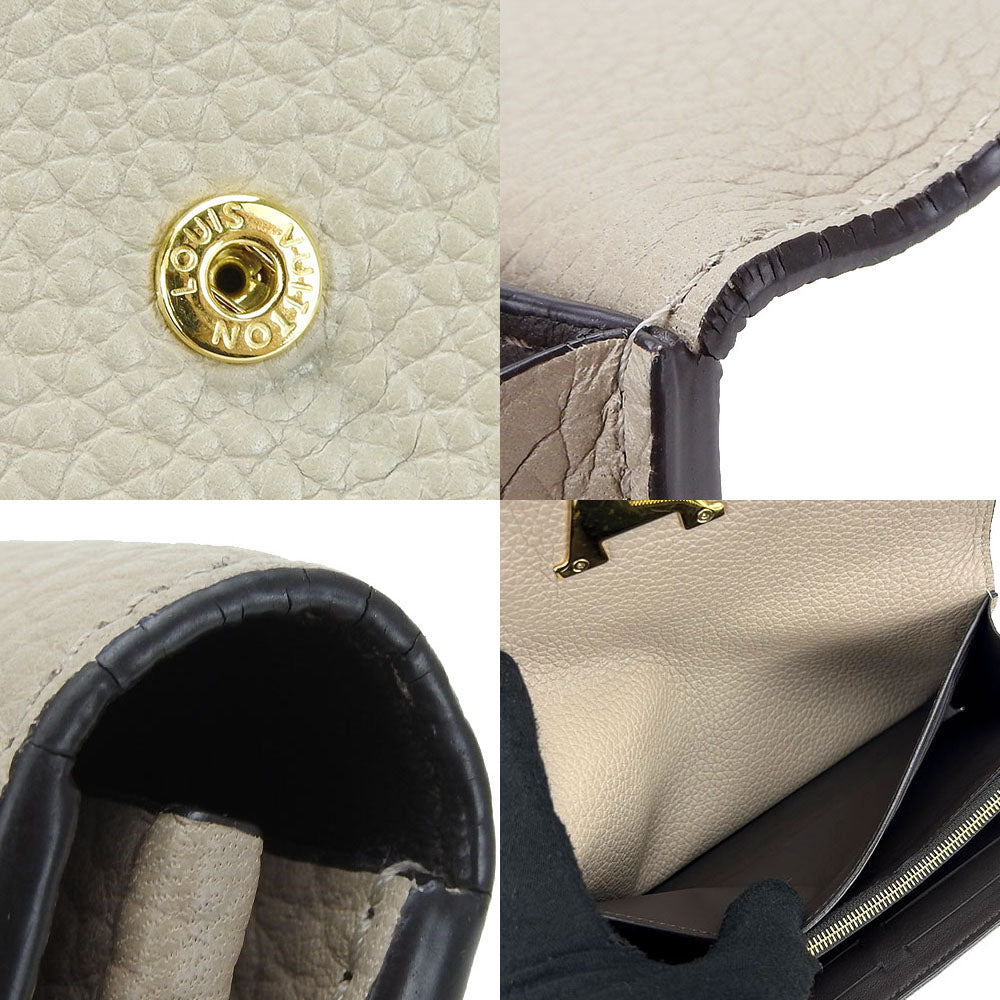 LOUIS VUITTON Long Wallet Purse M61249 leather beige Portefeuille Capsine Women Used Authentic