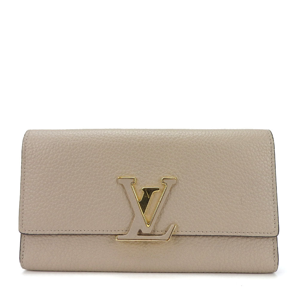 LOUIS VUITTON Long Wallet Purse M61249 leather beige Portefeuille Capsine Women Used Authentic