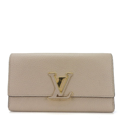 LOUIS VUITTON Long Wallet Purse M61249 leather beige Portefeuille Capsine Women Used Authentic