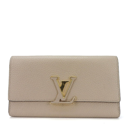 LOUIS VUITTON Long Wallet Purse M61249 leather beige Portefeuille Capsine Women Used Authentic