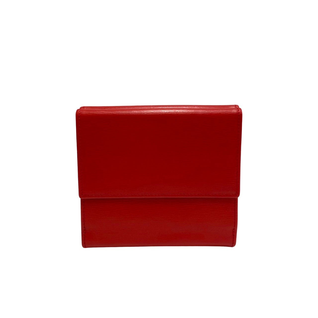 Dior Bifold Wallet leather Red CD logo Metal Women Used Authentic