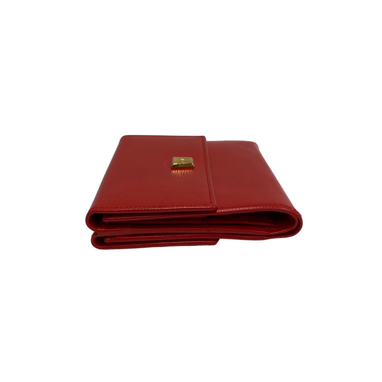 Dior Bifold Wallet leather Red CD logo Metal Women Used Authentic