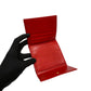 Dior Bifold Wallet leather Red CD logo Metal Women Used Authentic