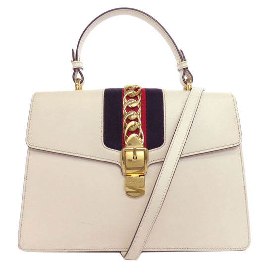 GUCCI Handbag 431665 leather white Sylvie 2WAY