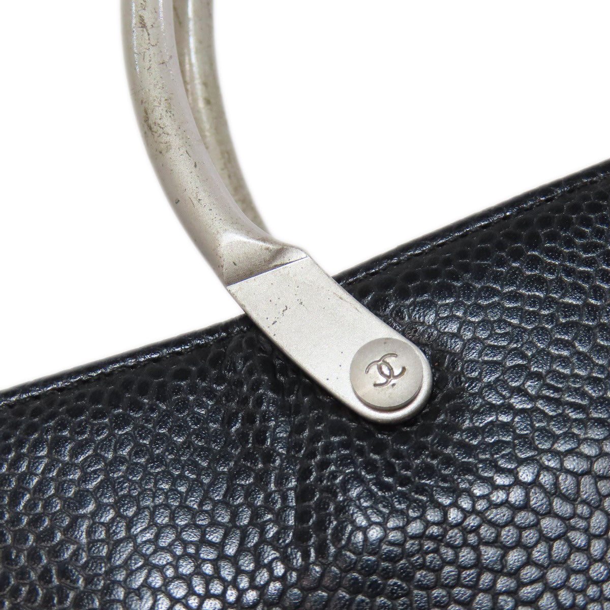 CHANEL Handbag Grained Calfskin Skin black COCO Mark Women Used Authentic