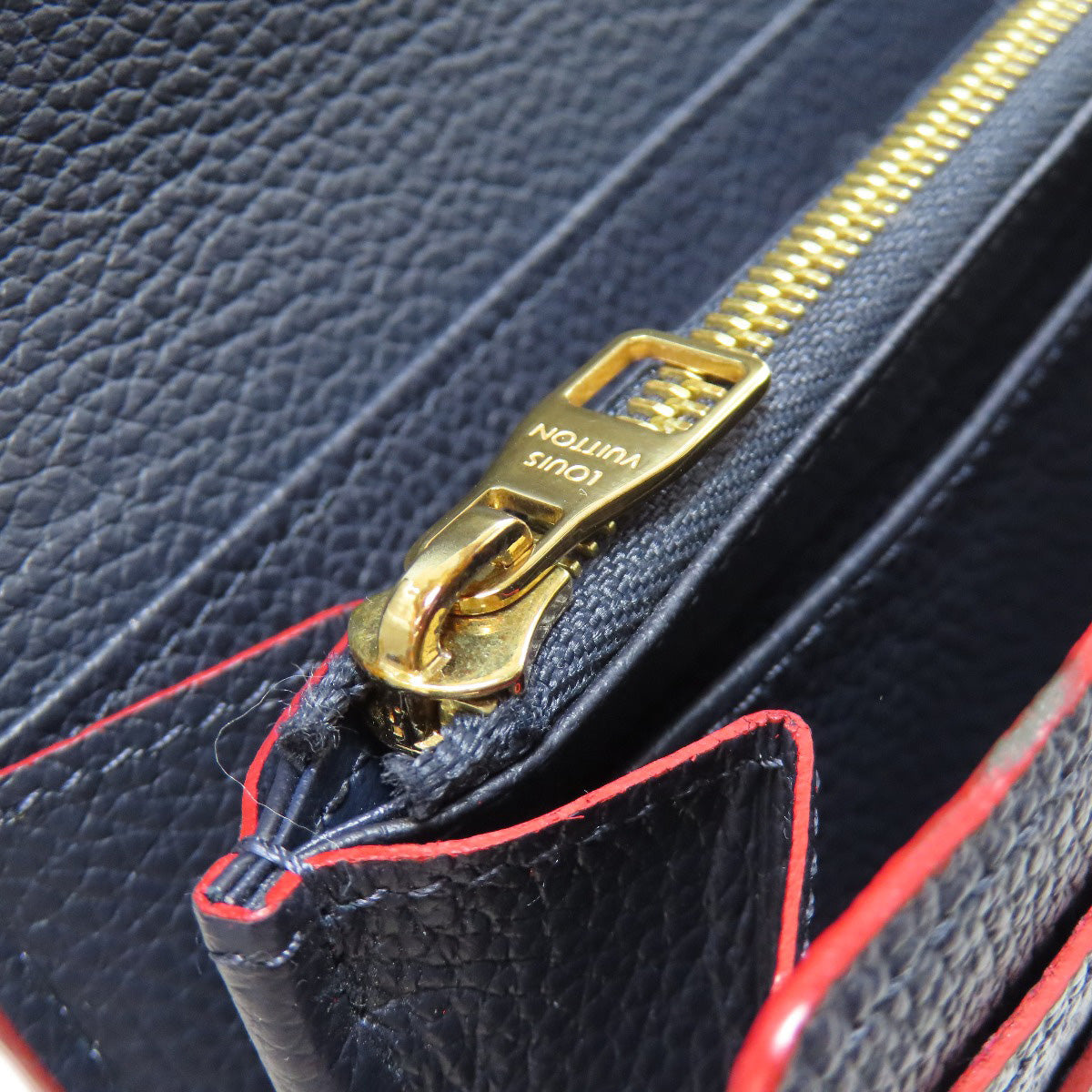 LOUIS VUITTON Long Wallet Purse M62125 Ann Platt Navy Portefeuille Sara Women Used Authentic