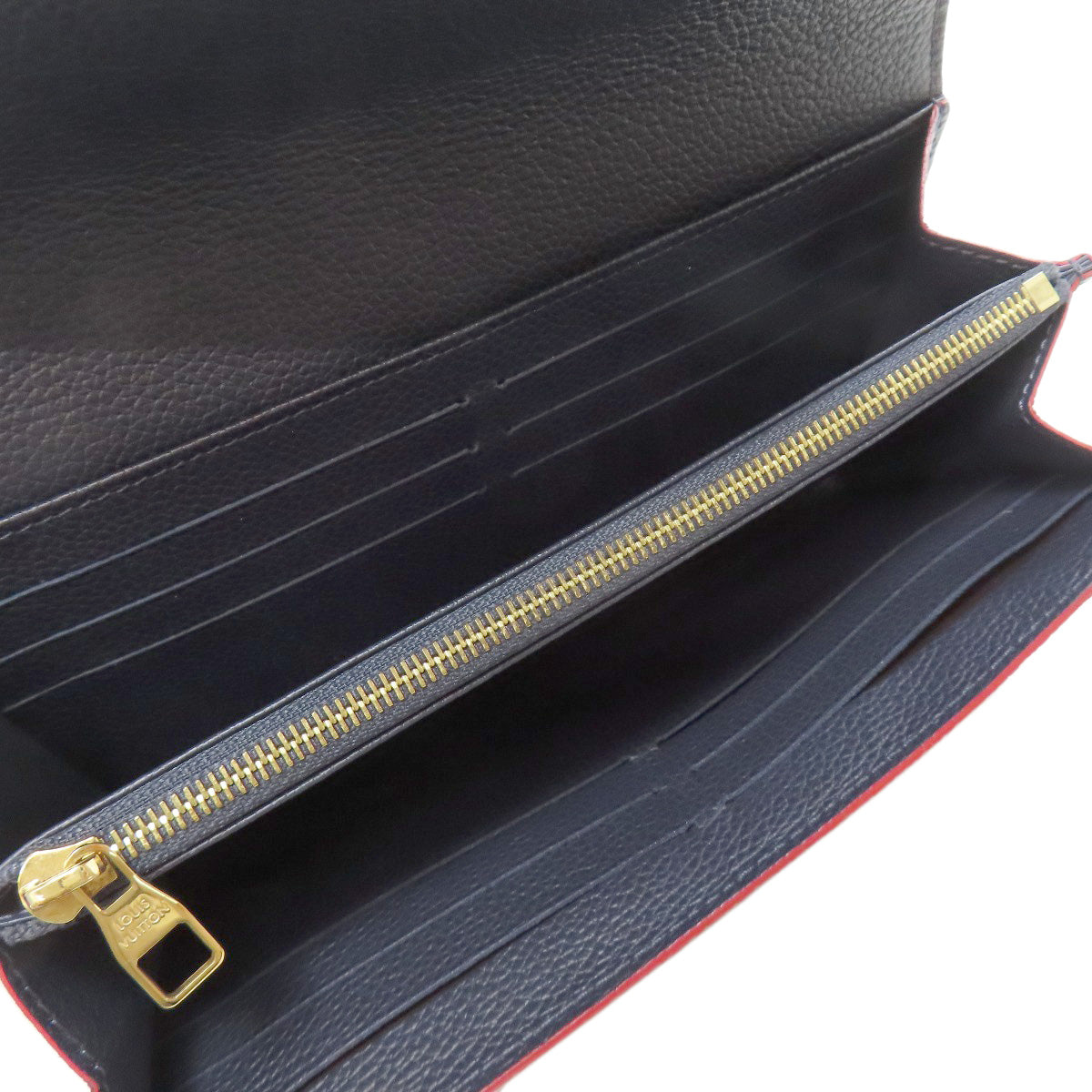LOUIS VUITTON Long Wallet Purse M62125 Ann Platt Navy Portefeuille Sara Women Used Authentic