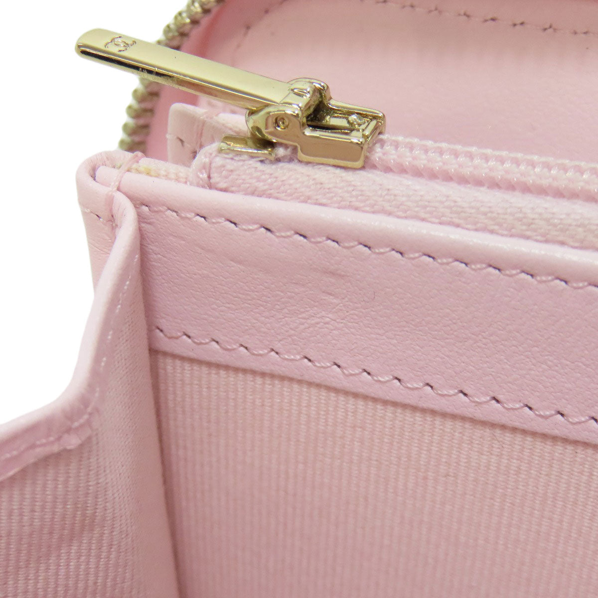 CHANEL Long Wallet Purse Grained Calfskin Skin pink Matelasse COCO Mark Gold Metal Women Used Authentic