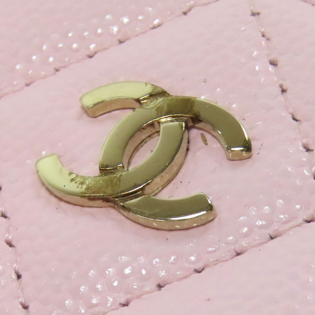 CHANEL Long Wallet Purse Grained Calfskin Skin pink Matelasse COCO Mark Gold Metal Women Used Authentic