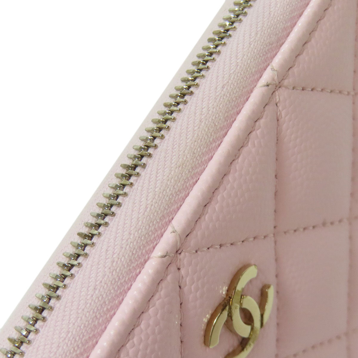 CHANEL Long Wallet Purse Grained Calfskin Skin pink Matelasse COCO Mark Gold Metal Women Used Authentic
