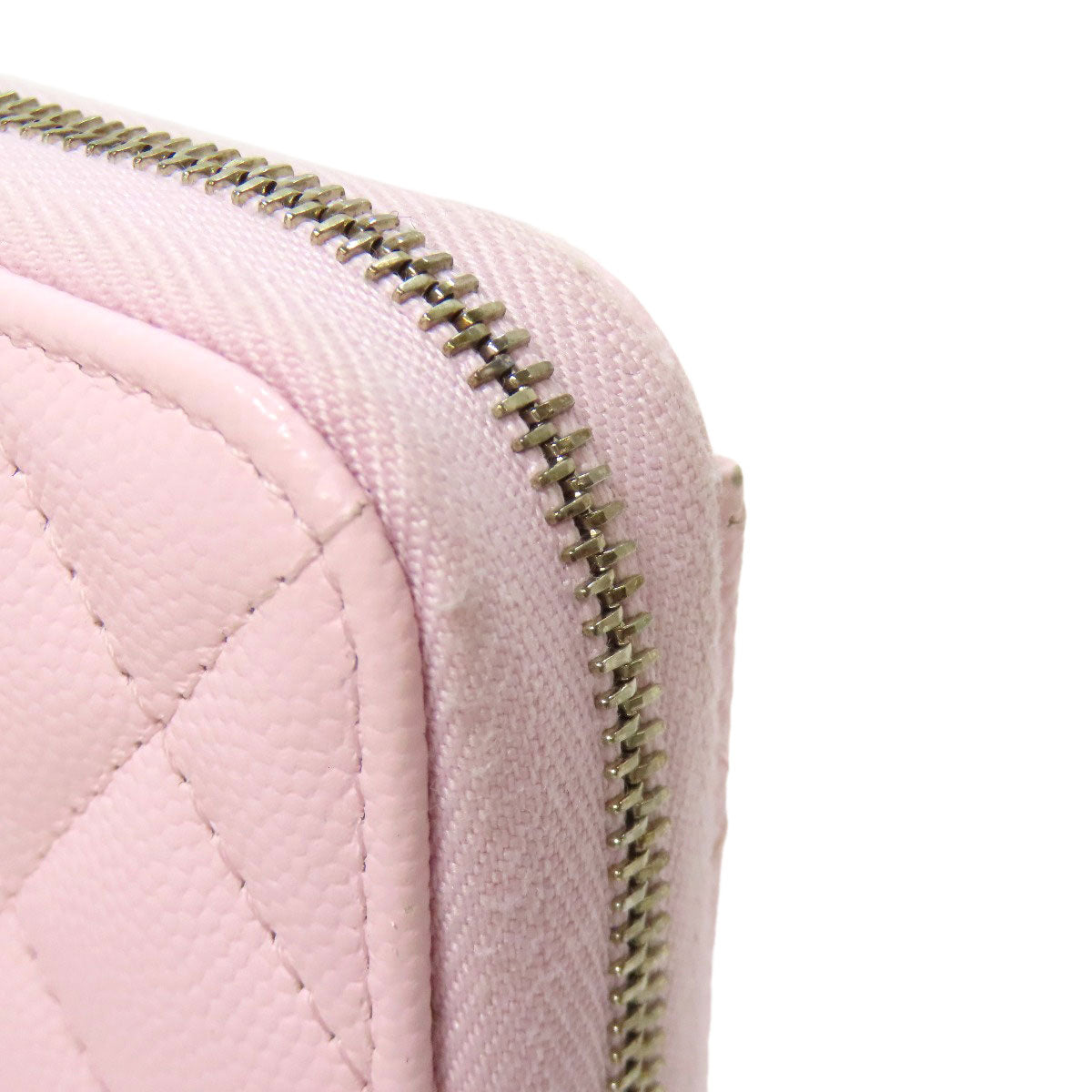 CHANEL Long Wallet Purse Grained Calfskin Skin pink Matelasse COCO Mark Gold Metal Women Used Authentic