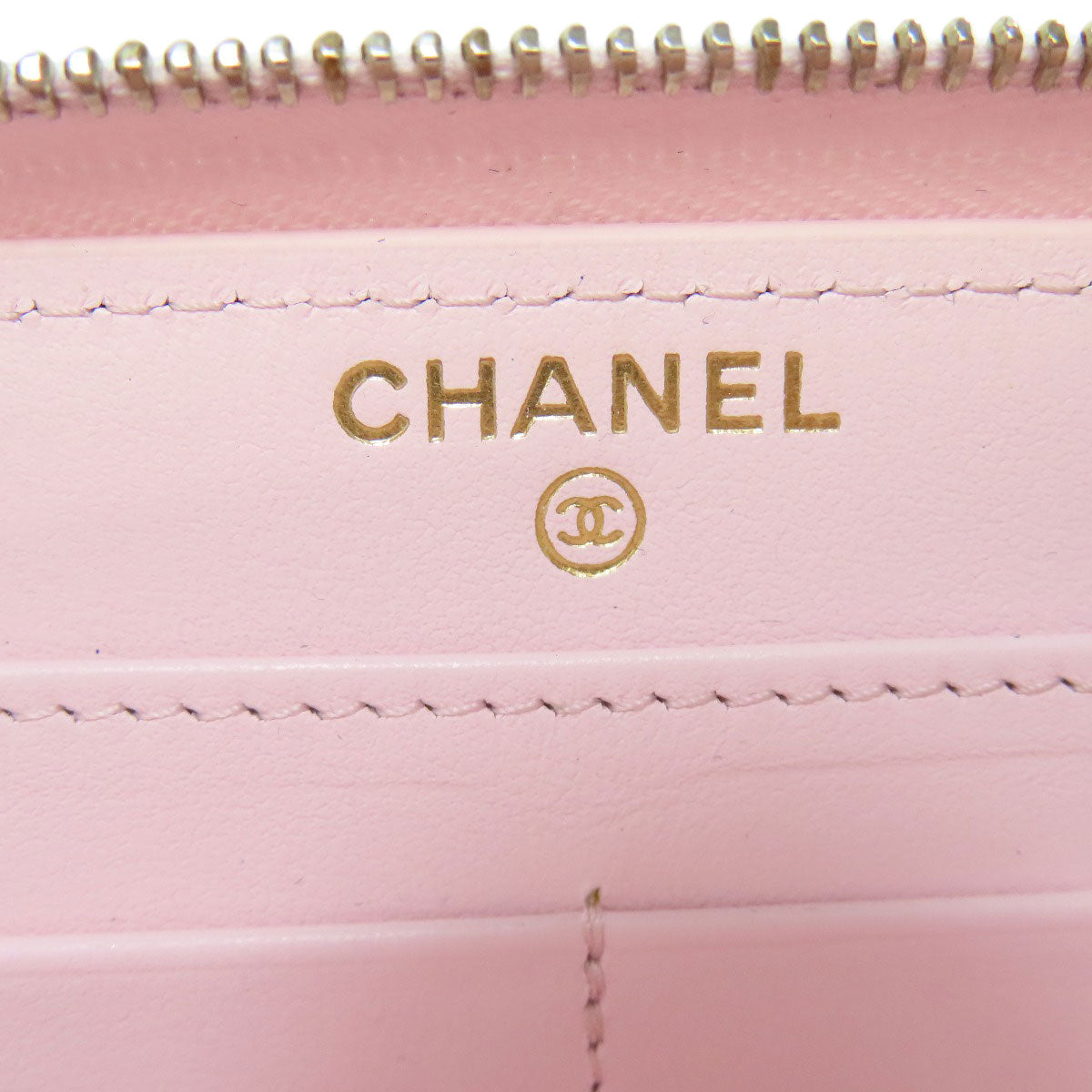 CHANEL Long Wallet Purse Grained Calfskin Skin pink Matelasse COCO Mark Gold Metal Women Used Authentic