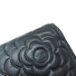 CHANEL Long Wallet Purse lambskin black Camellia COCO Mark SilverMetal Women Used Authentic