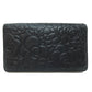 CHANEL Long Wallet Purse lambskin black Camellia COCO Mark SilverMetal Women Used Authentic