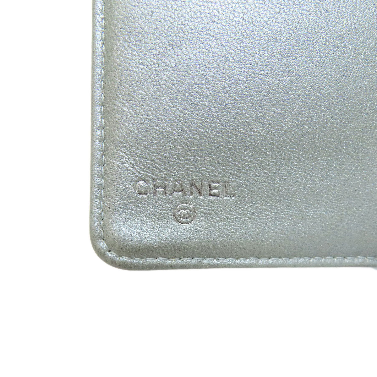 CHANEL Long Wallet Purse lambskin black Camellia COCO Mark SilverMetal Women Used Authentic