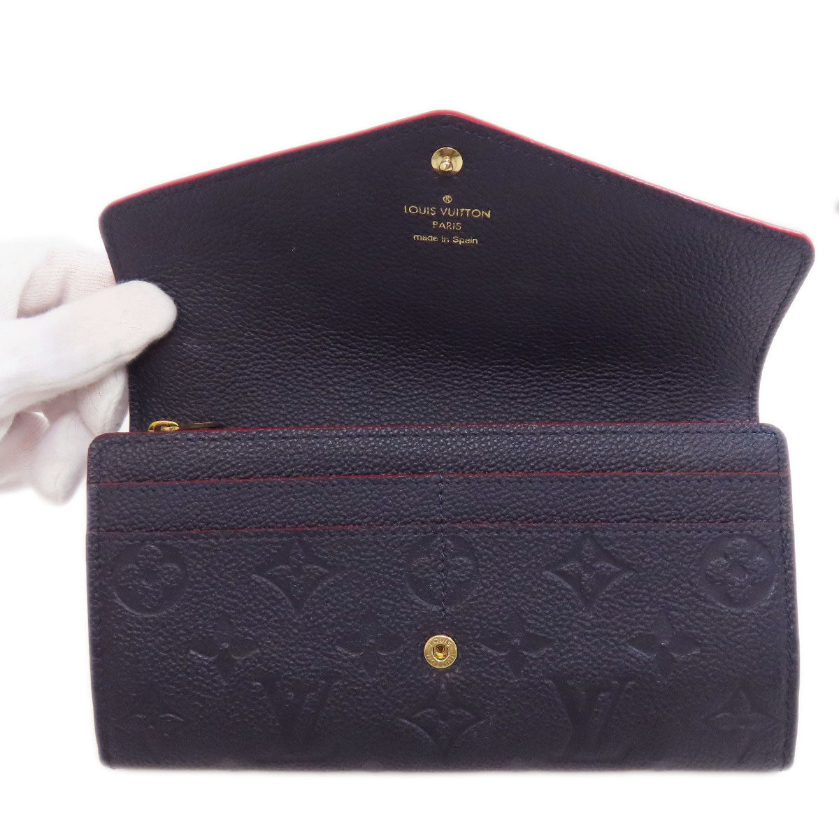 LOUIS VUITTON Long Wallet Purse M62125 Ann Platt Navy Portefeuille Sara Women Used Authentic