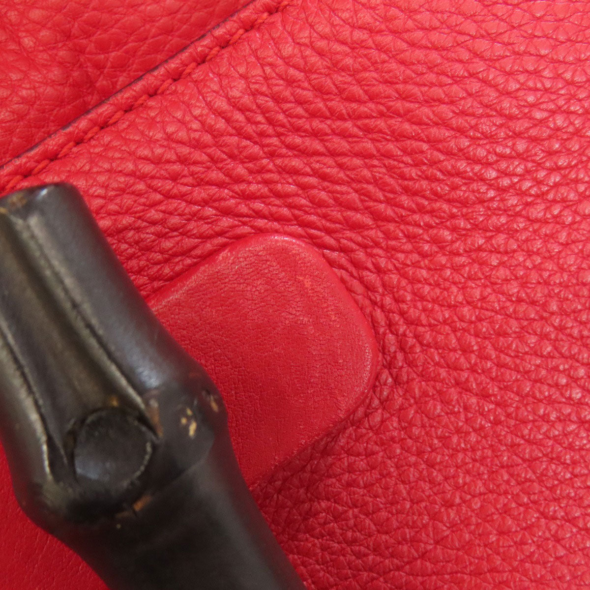 GUCCI Handbag 370831 leather Red Bamboo Daily 2WAY Women Used Authentic