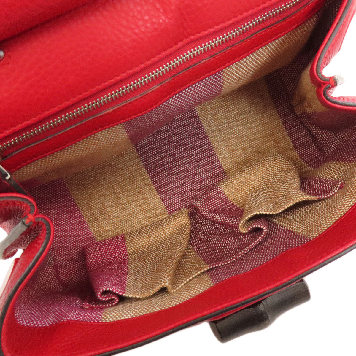 GUCCI Handbag 370831 leather Red Bamboo Daily 2WAY Women Used Authentic