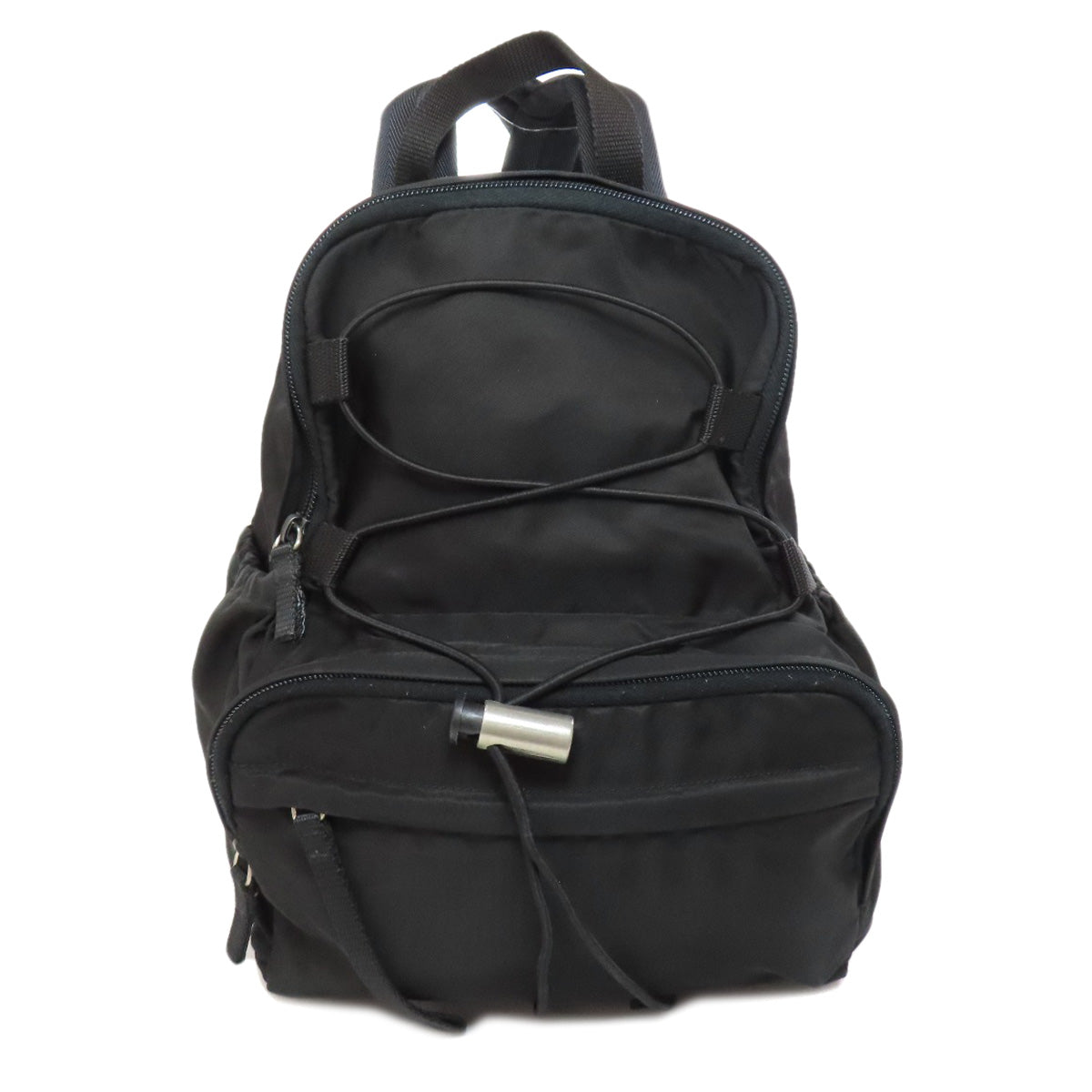 PRADA Backpack Nylon black logoMetal Women Used Authentic