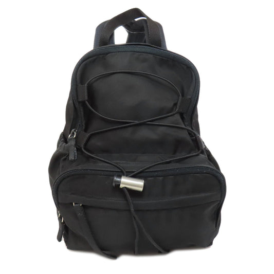 PRADA Backpack Nylon black logoMetal Women Used Authentic