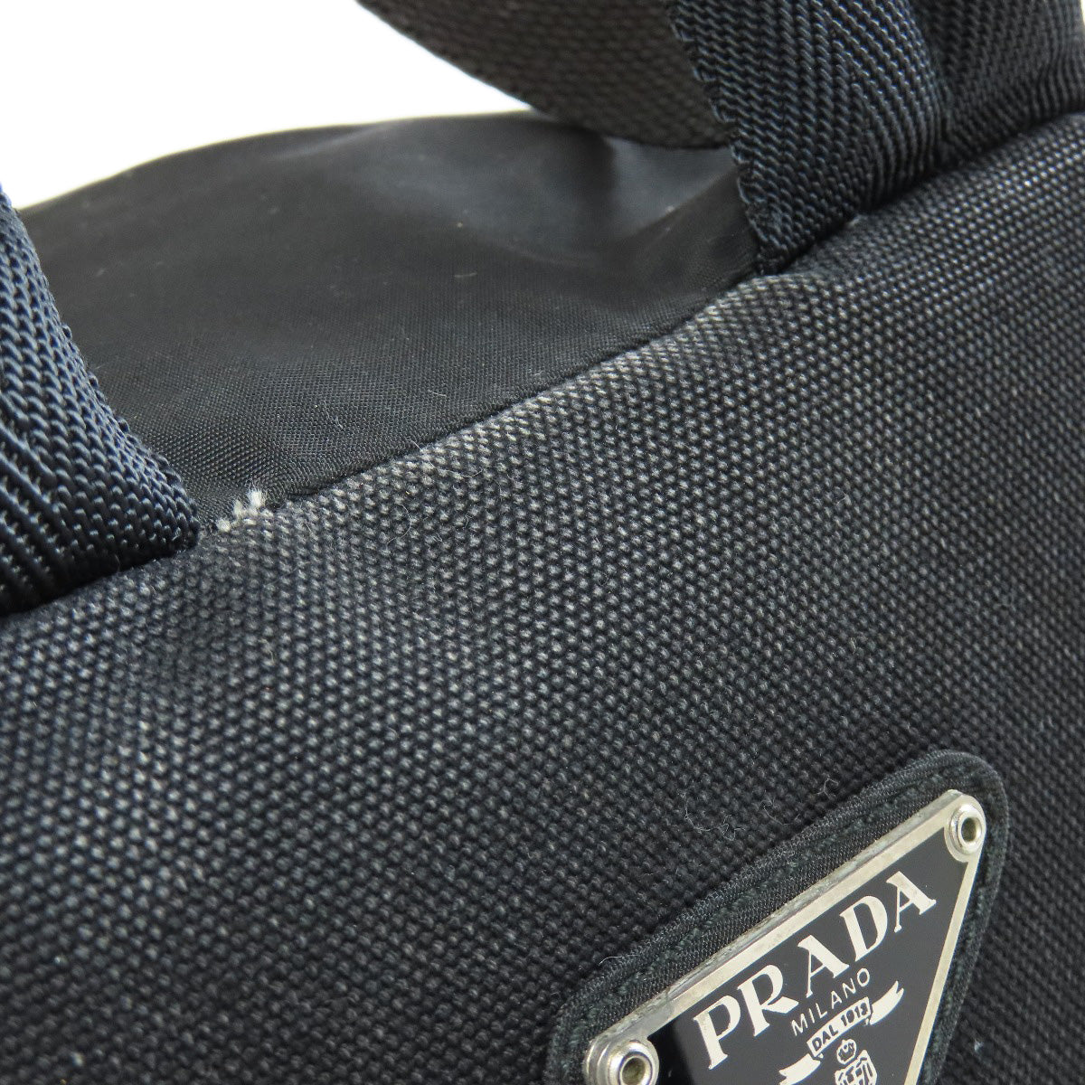 PRADA Backpack Nylon black logoMetal Women Used Authentic