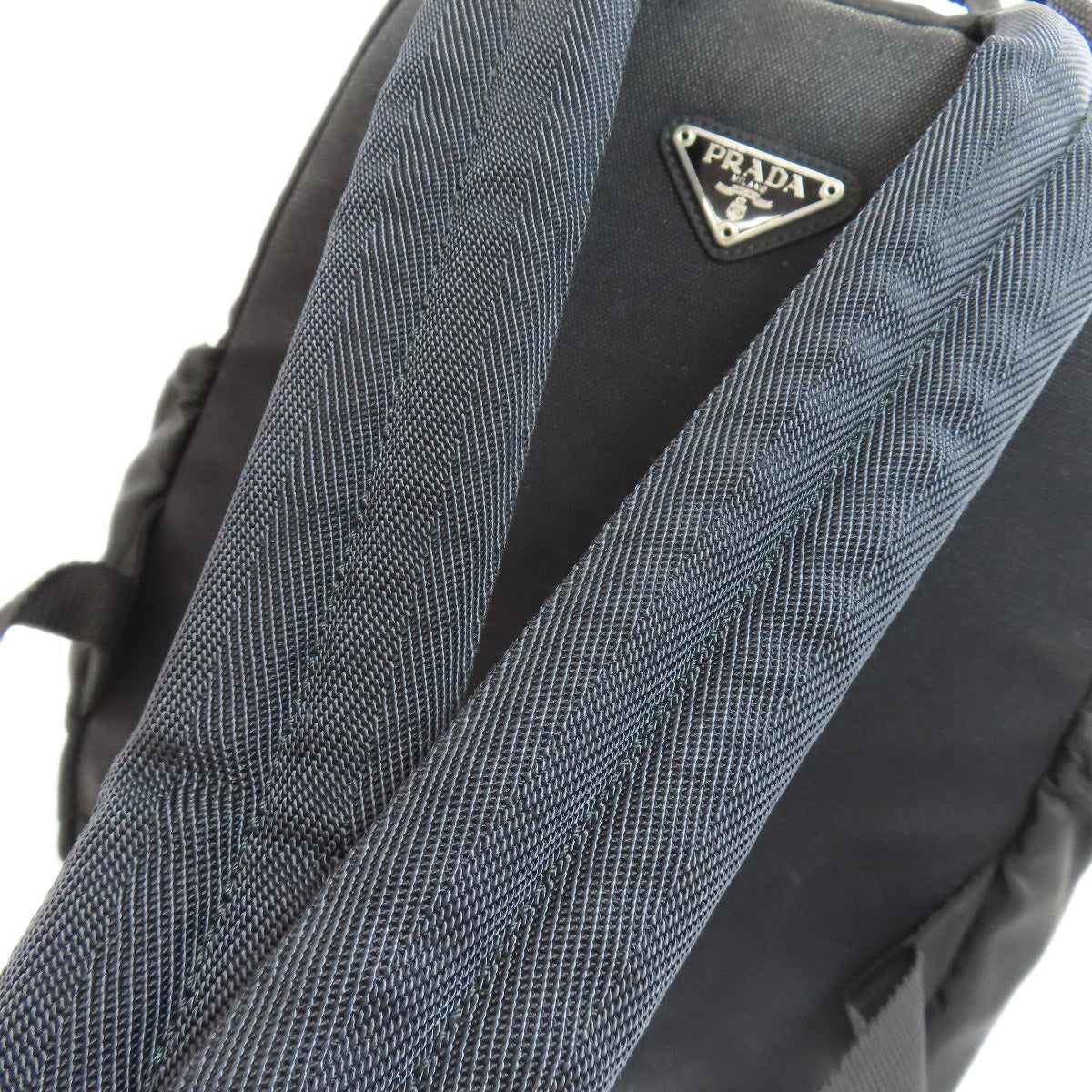 PRADA Backpack Nylon black logoMetal Women Used Authentic