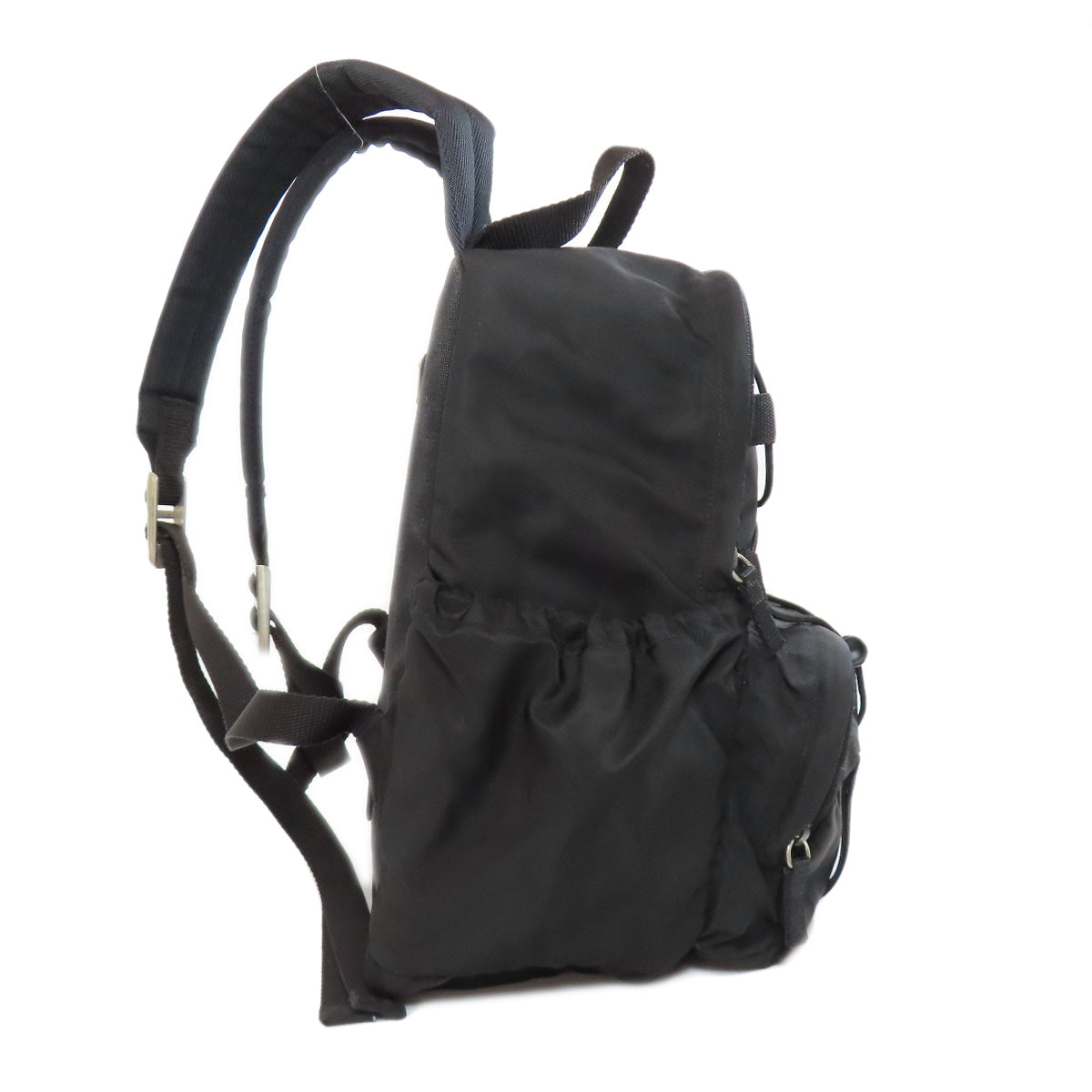 PRADA Backpack Nylon black logoMetal Women Used Authentic