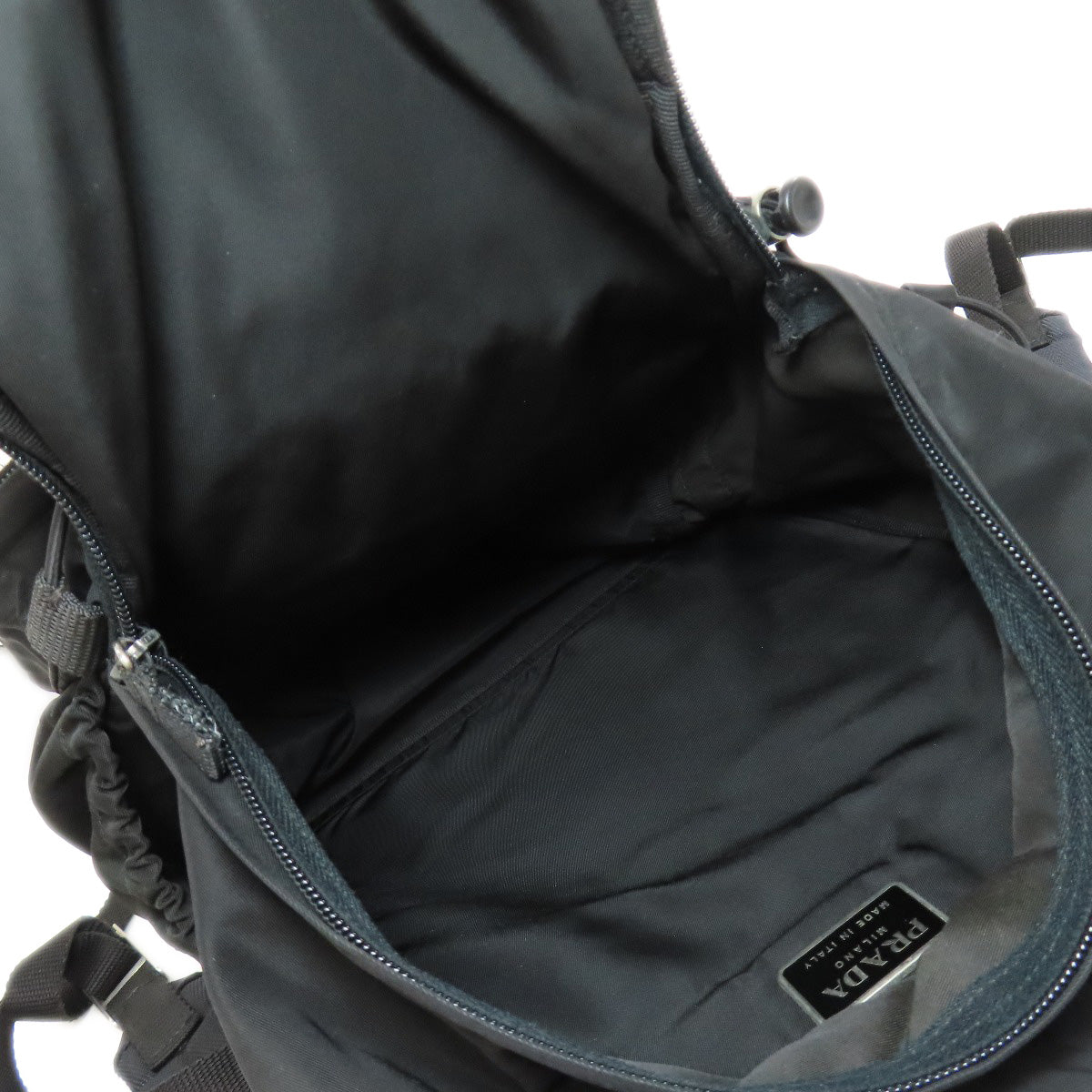 PRADA Backpack Nylon black logoMetal Women Used Authentic