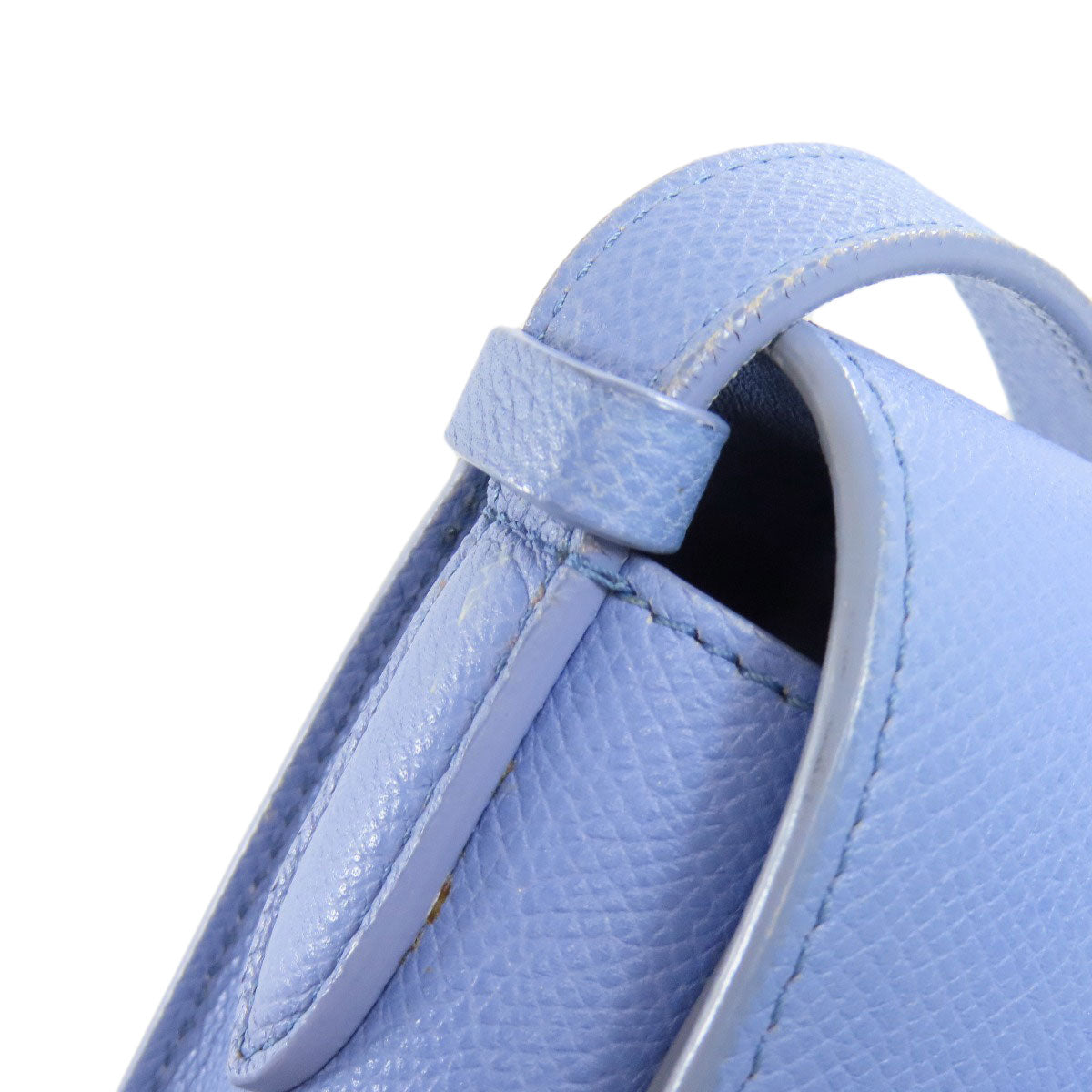 CELINE Shoulder Bag Calfskin Light blue logo Women Used Authentic