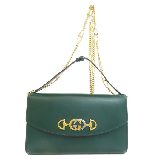 GUCCI Handbag 572375 Calfskin green Zumi ChainShoulder Women Used Authentic